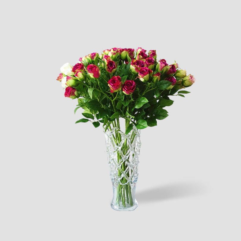 Bouquet 4 tetes de roses artificielles realistes