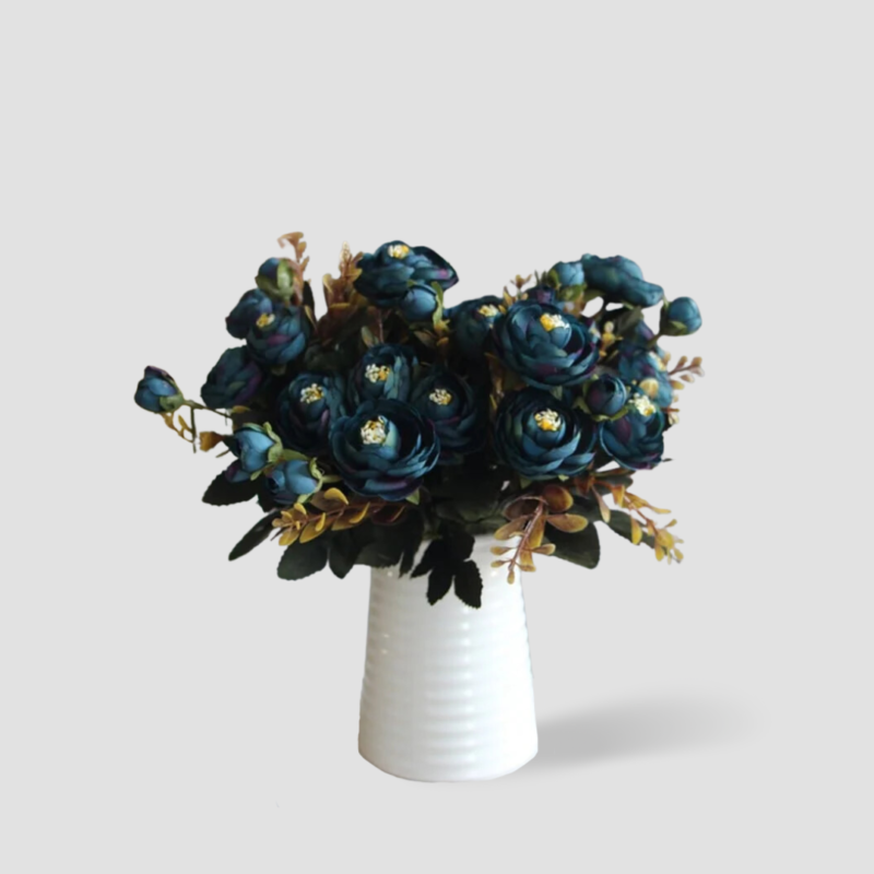 Bouquet de 6 pivoines bleues artificielles