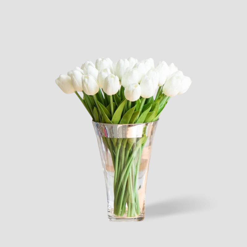 Bouquet de dix tulipes artificielles blanches