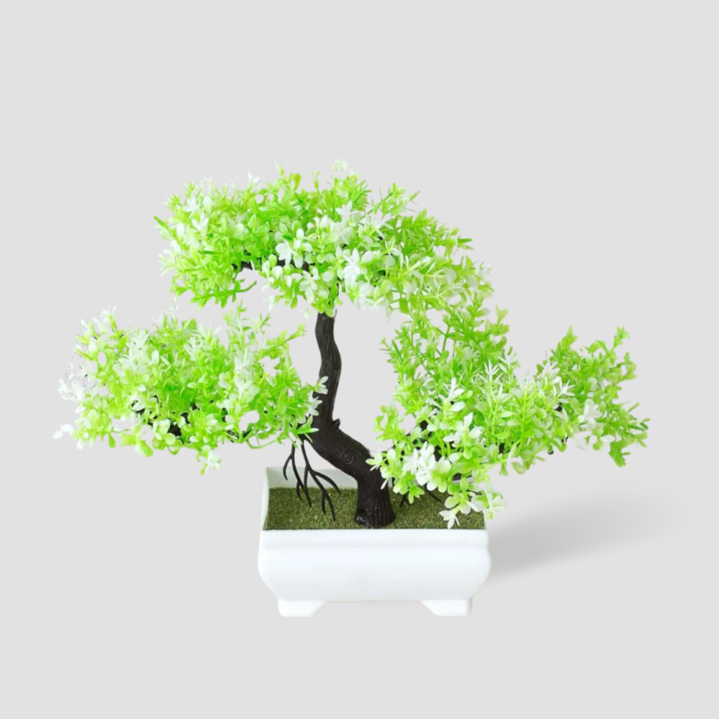 Plante artificielle bonsai en plastique vert clair